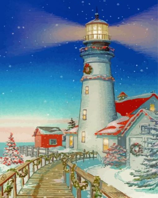 Merry Christmas Lighthouse Diamond Paintings