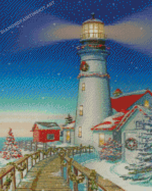 Merry Christmas Lighthouse Diamond Paintings