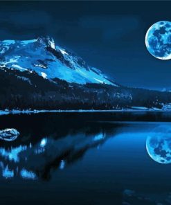 Mountain And Moon Landscape Diamond Paintings