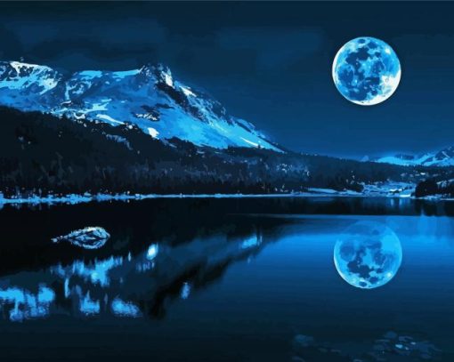 Mountain And Moon Landscape Diamond Paintings