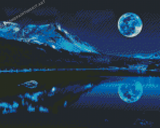 Mountain And Moon Landscape Diamond Paintings