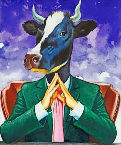 Mr Cow In Suit Diamond Paintings