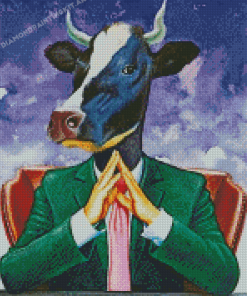 Mr Cow In Suit Diamond Paintings