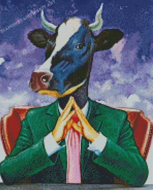 Mr Cow In Suit Diamond Paintings