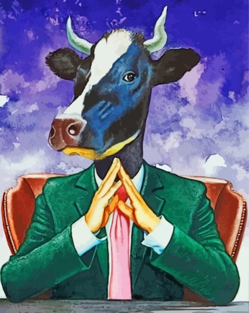 Mr Cow In Suit Diamond Paintings