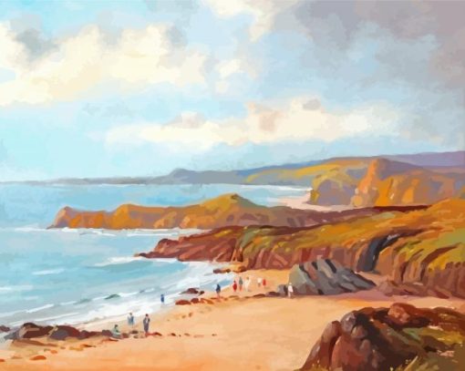 Newquay Bay Cornwall By Campbell Archibald Mellon Diamond Paintings