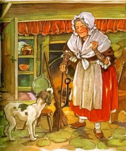 Old Woman And Dog Diamond Paintings