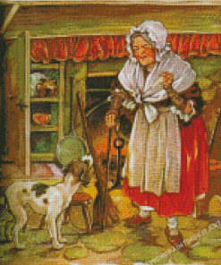 Old Woman And Dog Diamond Paintings