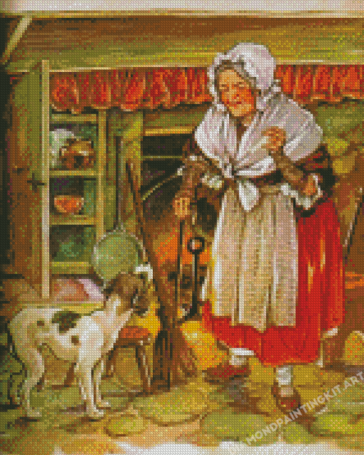 Old Woman And Dog Diamond Paintings