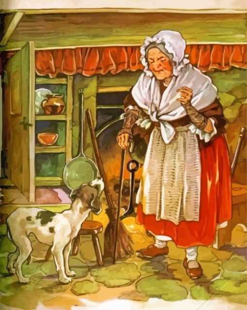 Old Woman And Dog Diamond Paintings