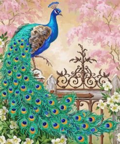 Peacock On A Fence Art Diamond Paintings