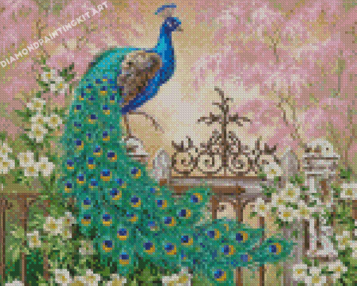 Peacock On A Fence Art Diamond Paintings