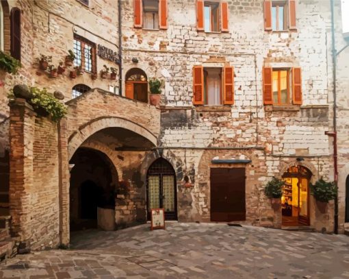 Perugia Old Buildings Diamond Paintings