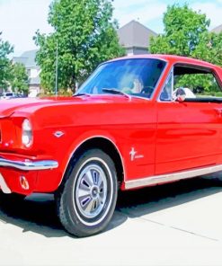 Red 1966 Ford Mustang Diamond Paintings