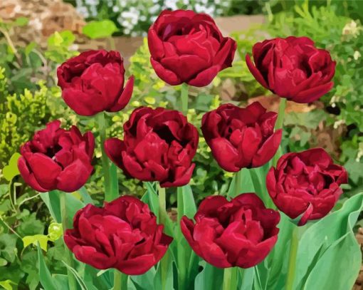 Red Peony Tulip Flowers Diamond Paintings