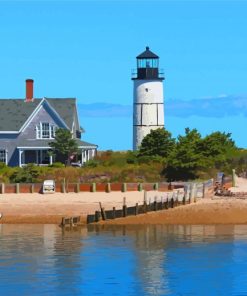 Sandy Neck Beach Lighthouse In Massachusetts Diamond Paintings