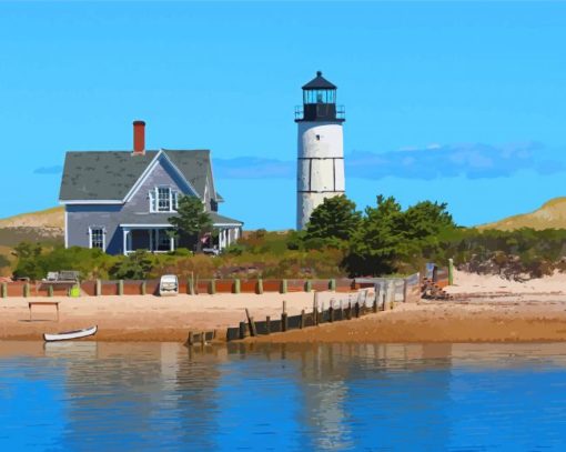 Sandy Neck Beach Lighthouse In Massachusetts Diamond Paintings