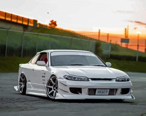 Silvia S15 White Car Diamond Paintings