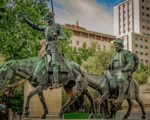 Spain Madrid Monument Don Quixote Diamond Paintings