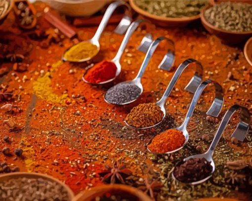 Spices And Spoon Diamond Paintings