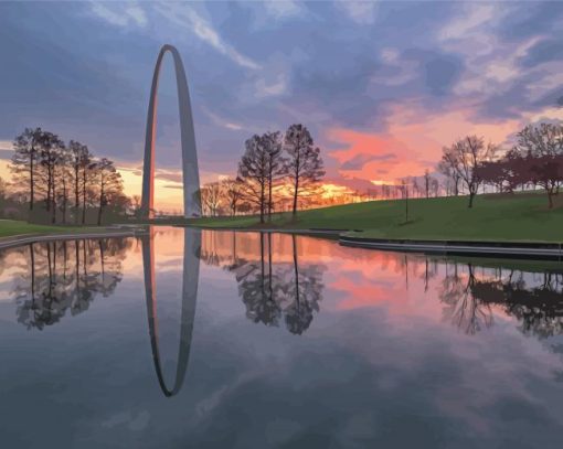 St Louis Arch Sunset Diamond Paintings