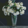 Still Life White Flowers In Glass Vase Diamond Paintings