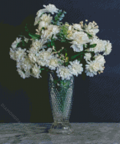 Still Life White Flowers In Glass Vase Diamond Paintings