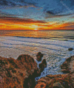 Sunset At Highway California Seascape Diamond Paintings