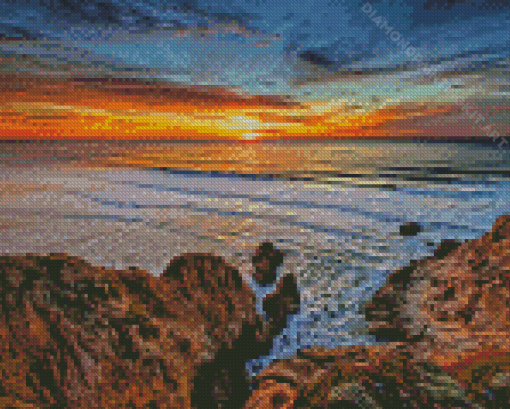 Sunset At Highway California Seascape Diamond Paintings