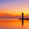 Sunset At Marseillan Les Onglous Lighthouse Diamond Paintings