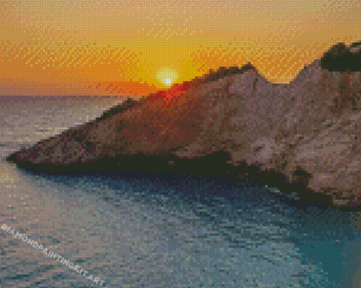 Sunset At Porto Katsiki Diamond Paintings