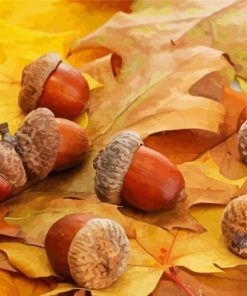 The Fall Leaves And Acorns Diamond Paintings