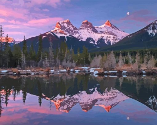 The Three Sisters Mountains Sunset Diamond Paintings