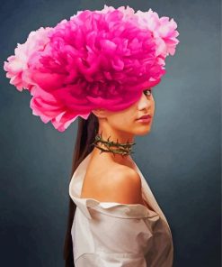 The Girl With The Peonies Head Diamond Paintings