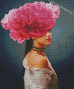 The Girl With The Peonies Head Diamond Paintings