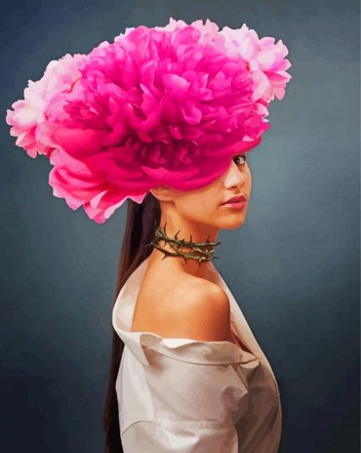 The Girl With The Peonies Head Diamond Paintings