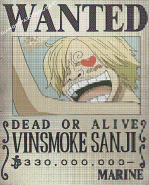 Vinsmoke Sanji One Piece Wanted Diamond Paintings