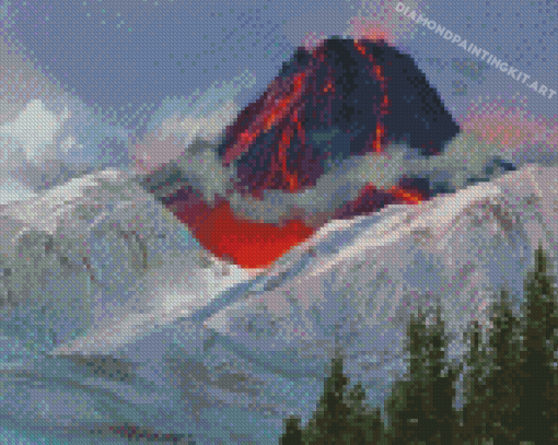 Volcano And Snow Art Diamond Paintings