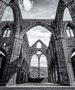 Wales Tintern Abbey Black And White Diamond Paintings