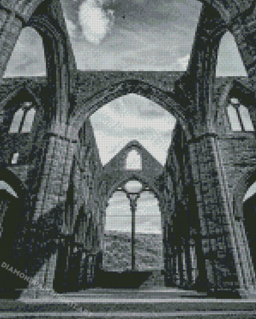 Wales Tintern Abbey Black And White Diamond Paintings