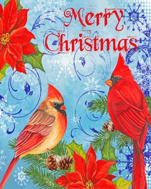 Winter Christmas Cardinals Poster Diamond Paintings