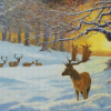 Winter Sunrise Deer Diamond Paintings