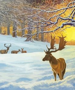 Winter Sunrise Deer Diamond Paintings