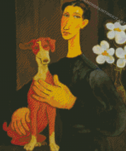 Woman With Dog Diamond Paintings