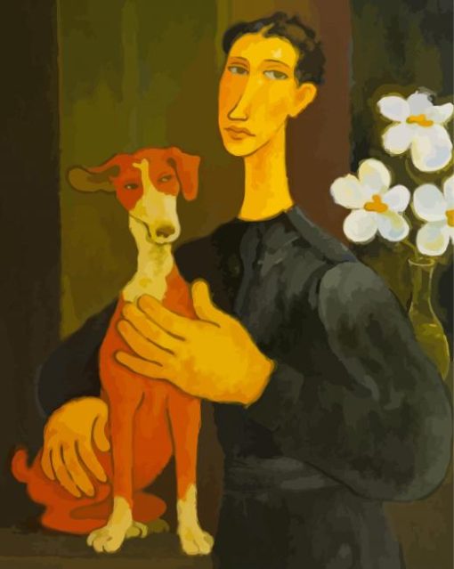 Woman With Dog Diamond Paintings