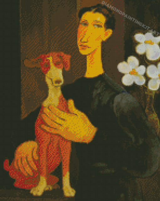 Woman With Dog Diamond Paintings