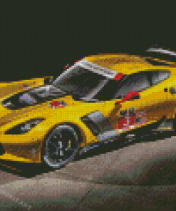 Yellow C7 Corvette Sport Car Diamond Paintings