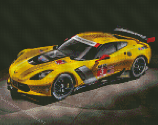 Yellow C7 Corvette Sport Car Diamond Paintings