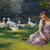 Young Girl With Ducks Diamond Paintings