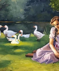 Young Girl With Ducks Diamond Paintings